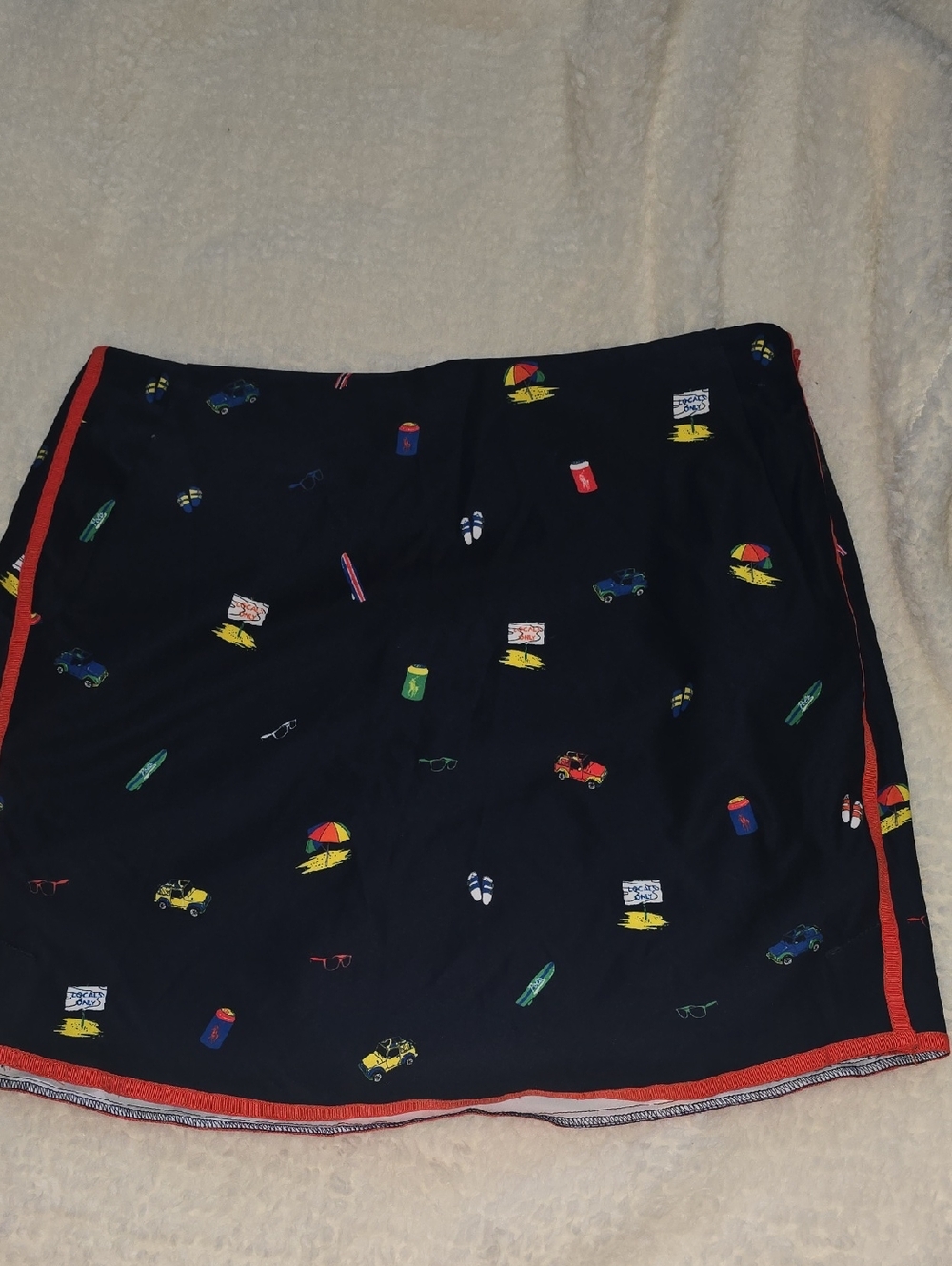 Ralph Lauren Navy Mini Skirt with Multicolor Beach Motifs